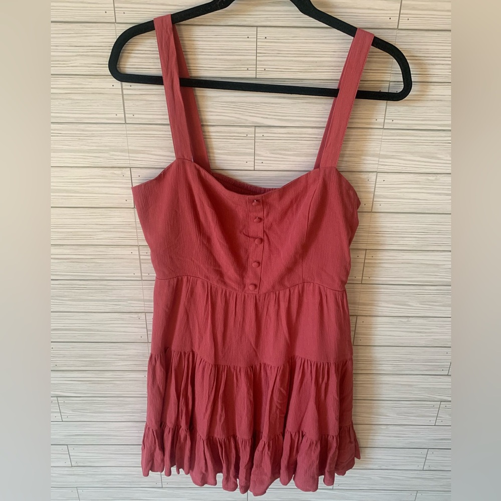 Forever 21 Women's Sleeveless Button-Front sun dress mauve color